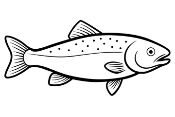 trout fish silhouette line art vector illustration with a white background