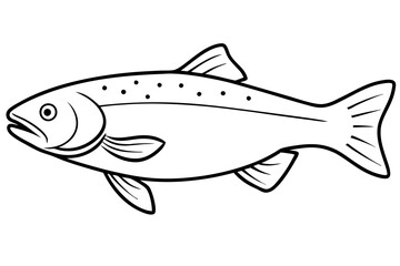 trout fish silhouette line art vector illustration with a white background