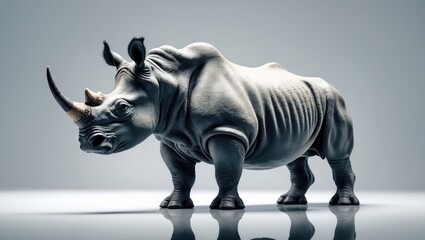 Fototapeta premium Isolated background featuring a large and hefty rhinoceros