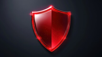 Antivirus shield alert represented by a red shield icon adorned with holographic warning labels indicating antivirus threat detection and alerts. concept as Illustration of a red.
