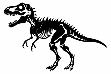 Obraz premium tyrannosaurus rex skeleton silhouette line art vector illustration with a white background