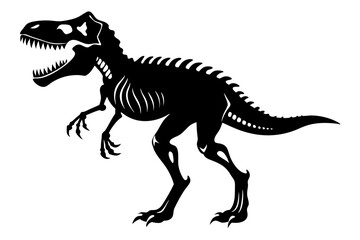 Fototapeta premium tyrannosaurus rex skeleton silhouette line art vector illustration with a white background