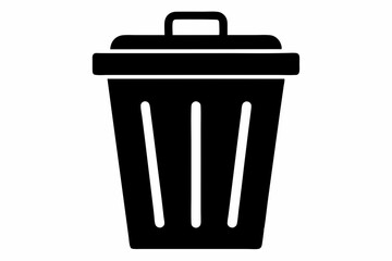 waste bin icon silhouette line art vector illustration with a white background