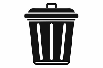 waste bin icon silhouette line art vector illustration with a white background