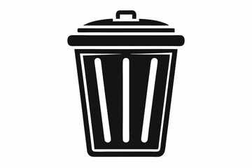 waste bin icon silhouette line art vector illustration with a white background