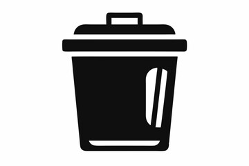 waste bin icon silhouette line art vector illustration with a white background