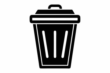 waste bin icon silhouette line art vector illustration with a white background