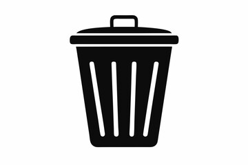 waste bin icon silhouette line art vector illustration with a white background