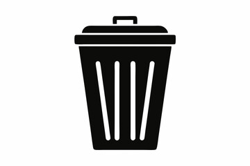 waste bin icon silhouette line art vector illustration with a white background