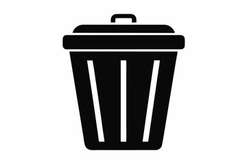 waste bin icon silhouette line art vector illustration with a white background