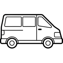 Simple Line Art Taxi Van Icon for Transportation Service