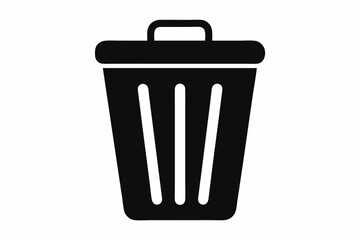 waste bin icon silhouette line art vector illustration with a white background