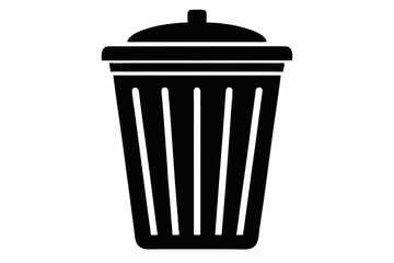 waste bin icon silhouette line art vector illustration with a white background