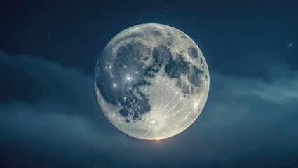 Obraz premium The full moon overhead in the night