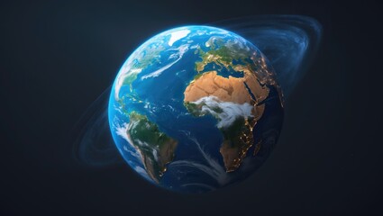 Fototapeta premium Earth in Space with a Dark Backdrop