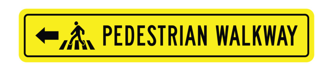 Pedestrian Walkway Left Direction Sign – Guide for Safe Foot Traffic – High Quality Vectorial Graphic