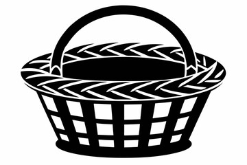 wicker basket silhouette line art vector illustration with a white background