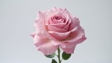 Isolated pink rose on white background with soft focus and clipping path