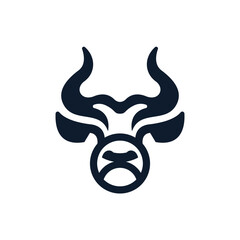 buffalo head with big horns logo vector