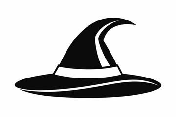 witches hat silhouette line art vector illustration with a white background