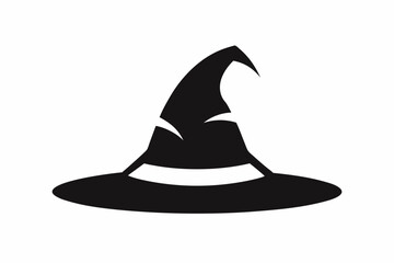 witches hat silhouette line art vector illustration with a white background