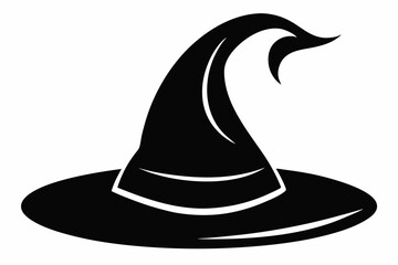 witches hat silhouette line art vector illustration with a white background