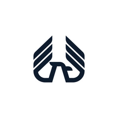 simple bird with wings spread upwards logo vector