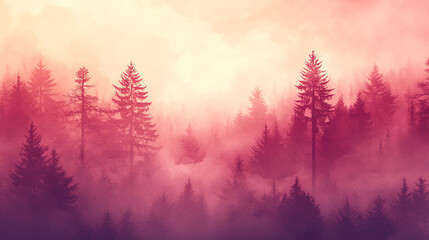 Misty Pink Forest Enchanting Pastel Landscape Photography