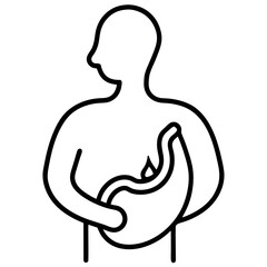 Simple Vector Stomach Pain Icon for Wellness and Medicine