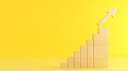 Obraz premium Ascending Wooden Blocks Graph: Visualizing Growth and Success
