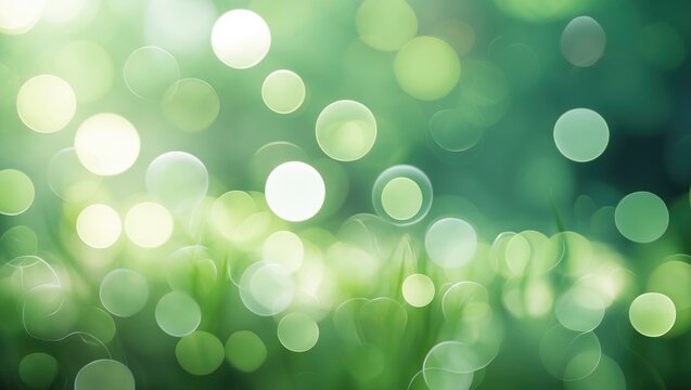 Blurry green light and abstract background featuring bokeh and organic plant elements
