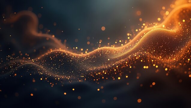 Dise&ntilde;o digital innovador con ondas de luz doradas y din&aacute;micas con gradiente crom&aacute;tico en constante movimiento, ideal para proyectos creativos y modernos