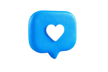 Obraz premium Blue speech bubble with heart shape isolated on a transparent background