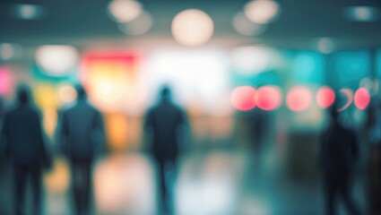 Abstract mall scene with blurred background and bokeh, suitable for retail design templates