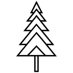 Obraz premium Pine Tree Simple Line Drawing – Black and White Forest Vector