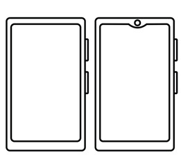 Cute cartoon hand drawn vector smart phone outline.