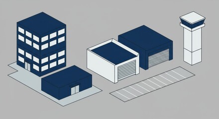 Isometric Illustration of Modern Industrial Complex