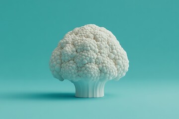 Monochromatic cauliflower against a blue backdrop