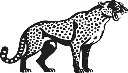 black and white silhouette tattoo of leopard