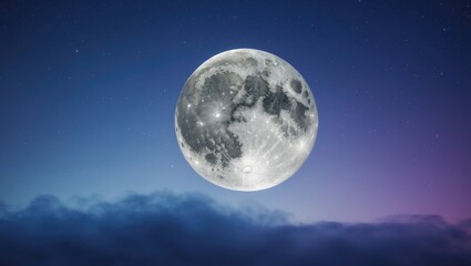 Obraz premium Nighttime sky illuminated by a full moon