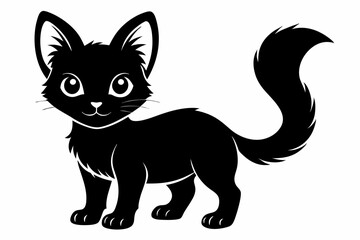 kitten marvels silhouette line art vector illustration with a white background