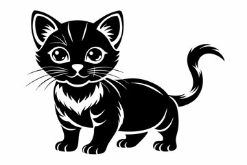 Obraz premium kitten marvels silhouette line art vector illustration with a white background