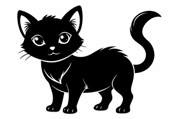 kitten marvels silhouette line art vector illustration with a white background