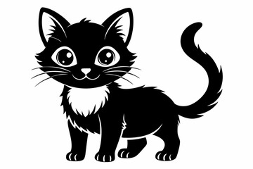 kitten marvels silhouette line art vector illustration with a white background