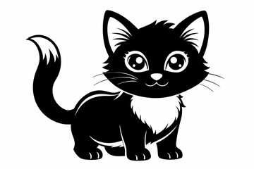 kitten marvels silhouette line art vector illustration with a white background