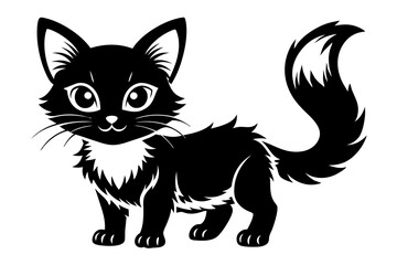 kitten marvels silhouette line art vector illustration with a white background