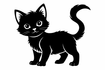 kitten marvels silhouette line art vector illustration with a white background