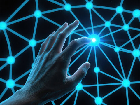 human hand with network cable