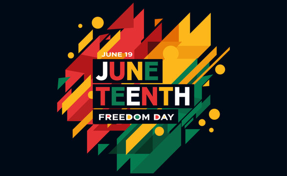 Juneteenth, Freedom day, geometric abstract banner 
background, card, poster, social media post, June 19, 
event, web banner, ads, blog post creative