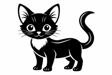 kitten marvels silhouette line art vector illustration with a white background